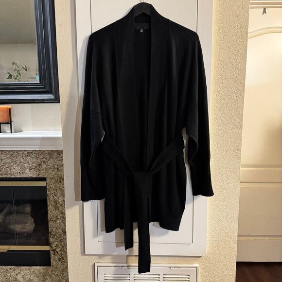 NILI LOTAN $795 Cashmere MACKENZIE KIMONO Black CARDIGAN Belted One Size - Picture 7 of 13